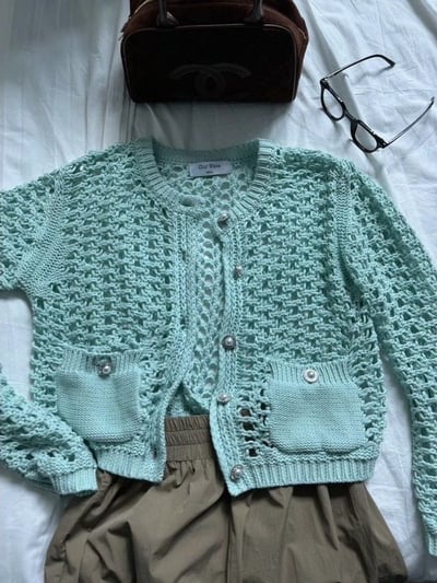 正韓 細節控精緻雙口袋針織外套1