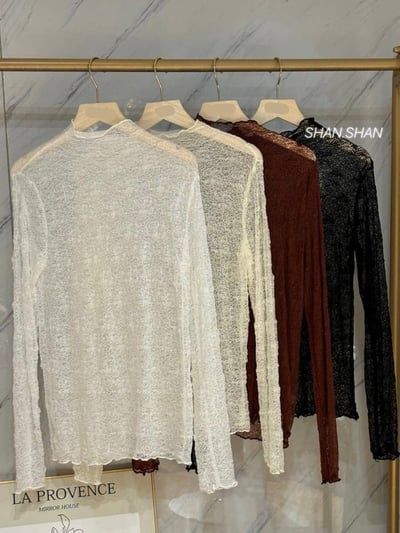 網狀花紋透膚打底衣1