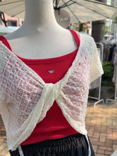 正韓 扭結短版針織罩衫9