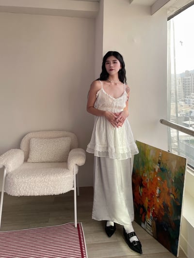 正韓 波光粼粼緞面光澤長裙4