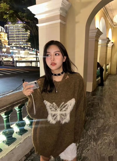 y2k蝴蝶破碎感寬鬆毛衣14