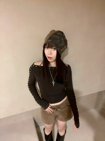 麂皮圓環腰釦短褲11