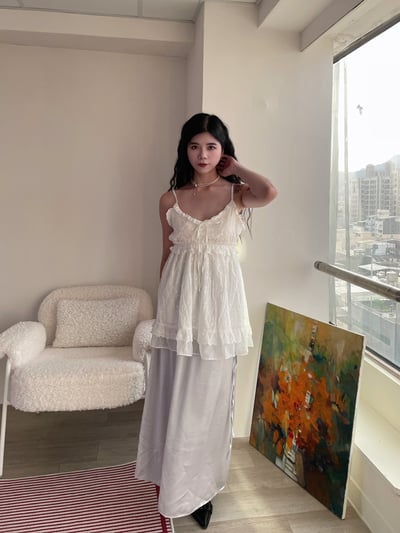 正韓 波光粼粼緞面光澤長裙3