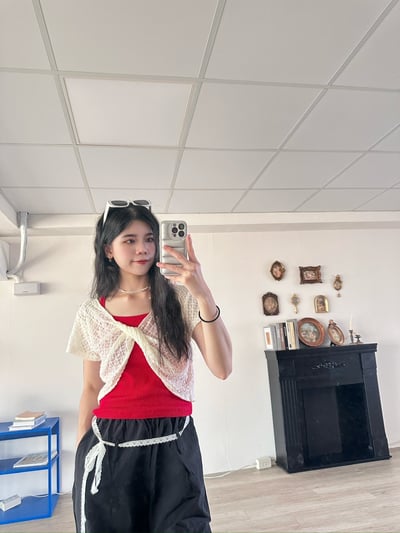 正韓 扭結短版針織罩衫2