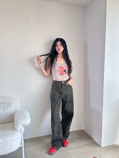 正韓 胭脂花朵繞脖綁帶背心10