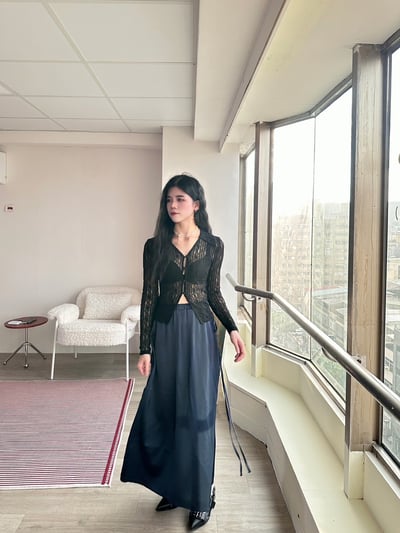 正韓 波光粼粼緞面光澤長裙8