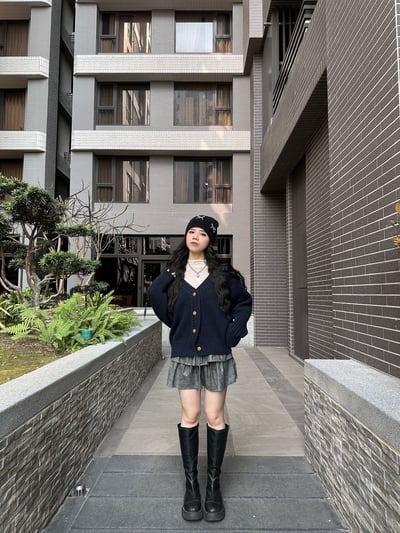 針織麻花厚磅V領開衫3