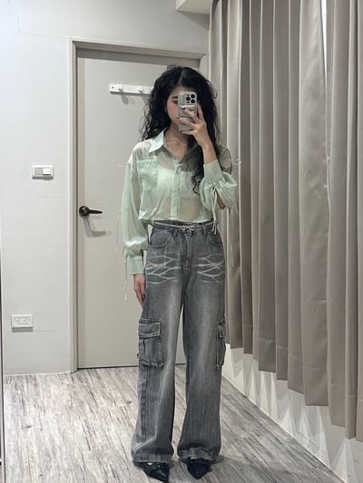 貓鬚紋理工裝牛仔褲3