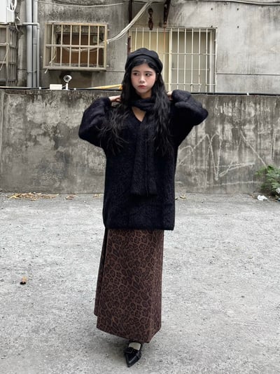 狂野豹紋麂皮A字裙3