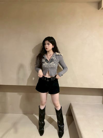 美式辣妹羊羔毛翻領上衣6