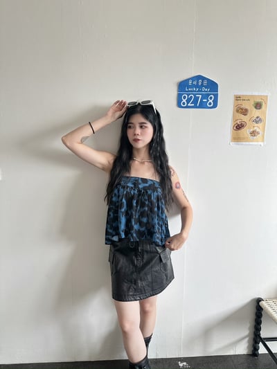 正韓 高級感鬆緊皮裙6