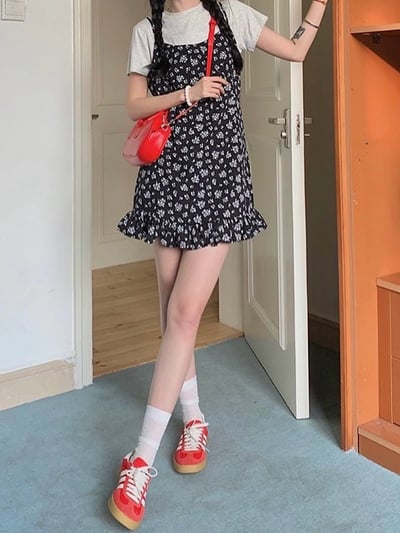 春夏氣息 碎花細肩短洋6