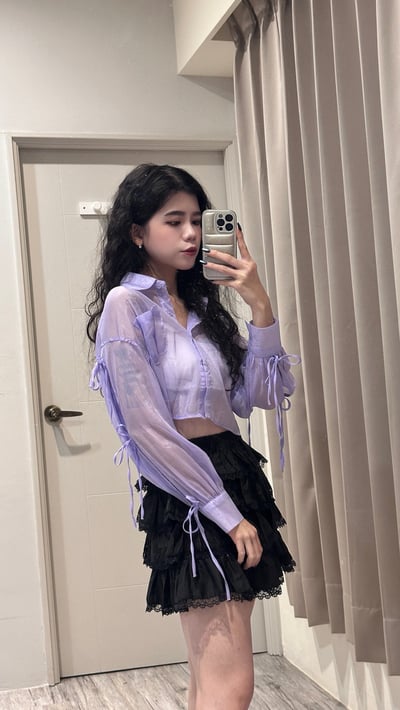 日牌蝴蝶結綁帶罩衫3