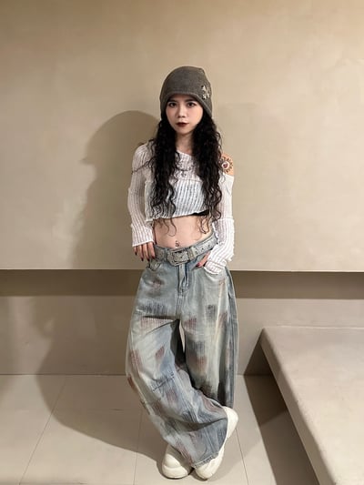 小畫家刷染微彎刀牛仔褲5