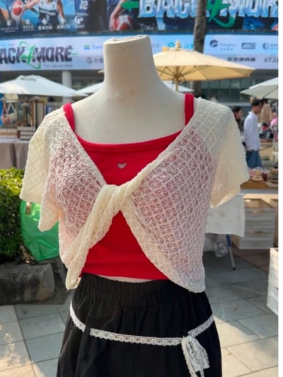 正韓 扭結短版針織罩衫8