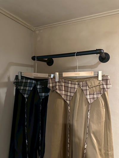 格紋拼接厚磅休閒褲4