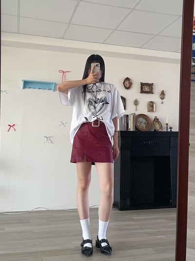 正韓 辣妹騎士率性短裙9