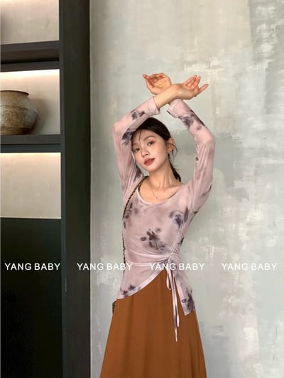 水墨暈染親膚長袖上衣2