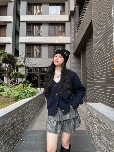 針織麻花厚磅V領開衫4