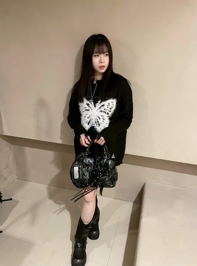 y2k蝴蝶破碎感寬鬆毛衣7