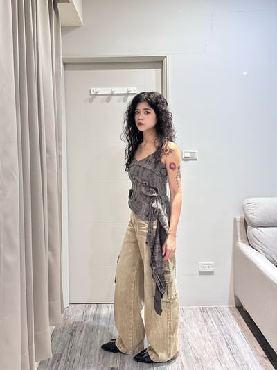 貓鬚紋理工裝牛仔褲5