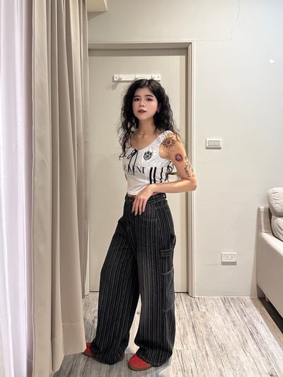 直條紋調節牛仔褲13