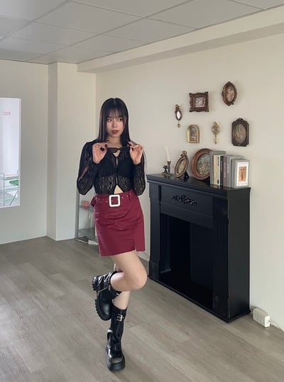 正韓 辣妹騎士率性短裙7