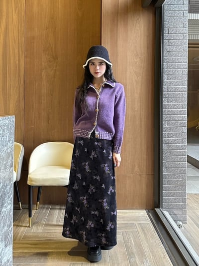 考克撞色針織開衫毛衣1