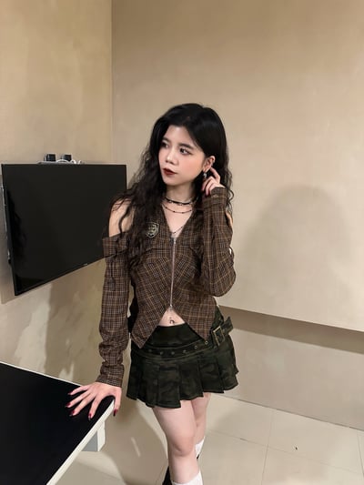 雙腰帶百褶牛仔裙5