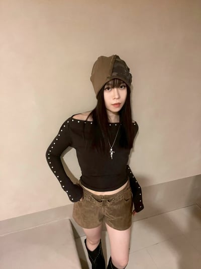 麂皮圓環腰釦短褲10