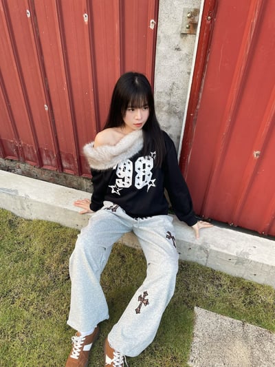 豹紋十字拼接棉褲4