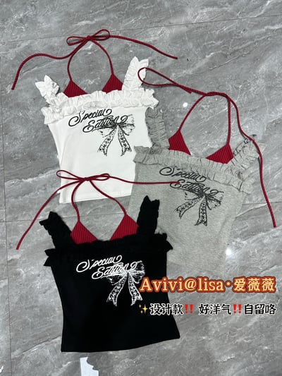 純欲木耳邊撞色假兩件上衣11