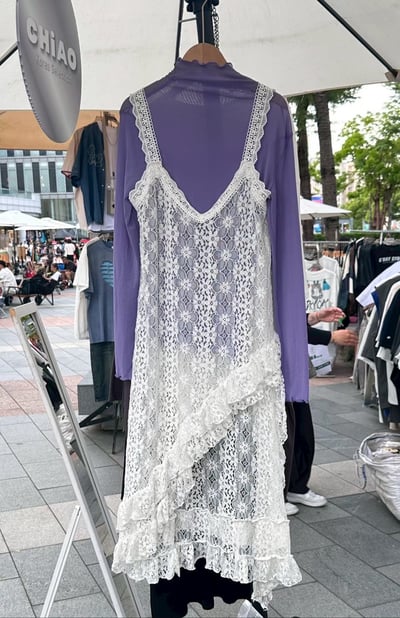 重工蕾絲花邊長版吊帶3