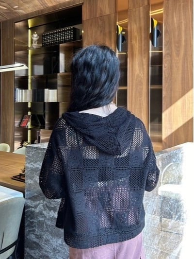 正韓 精緻縷空雕花連帽外套2