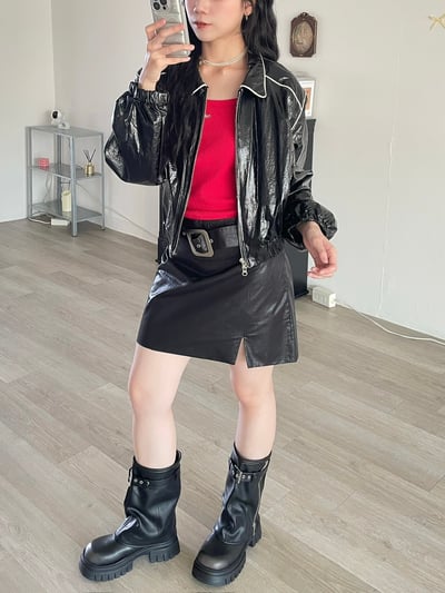 正韓 辣妹騎士率性短裙5