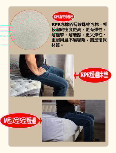 【EPE泡棉護邊】石墨烯乳膠硬式獨立筒床墊3