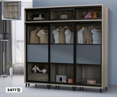 現代型 七尺衣櫃/玻璃門衣櫃2