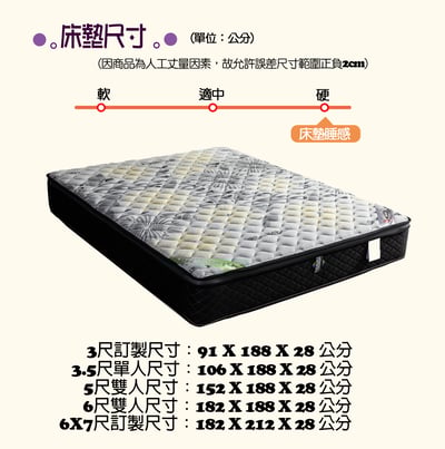 【EPE泡棉護邊】石墨烯乳膠硬式獨立筒床墊8