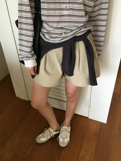 早鳥價開團中！《v家》顯瘦皺褶寬褲管短褲21