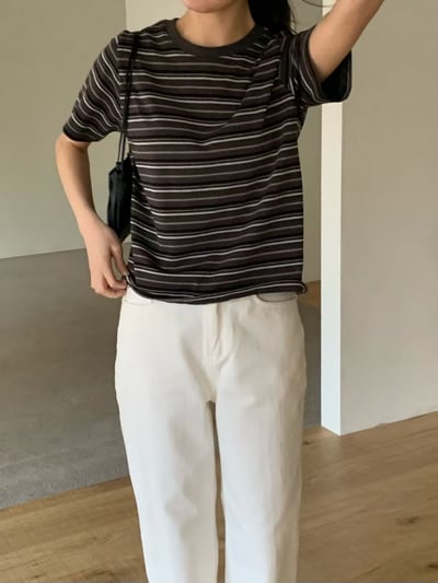 W6成團！《花語家》今年新款漂亮顯瘦條紋T(推black)16