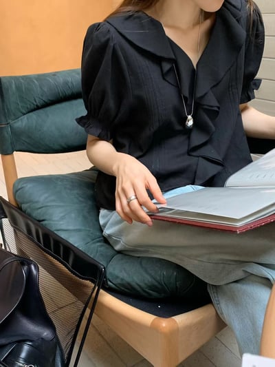 W6成團！《ounce》本周最推lace荷葉邊花苞袖襯衫7