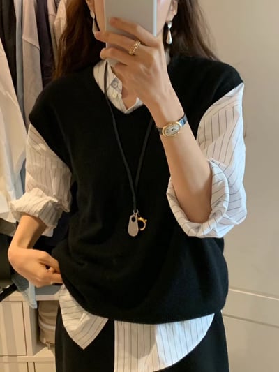 《ounce》寬肩knit vest1