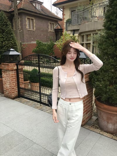 W6成團！《蔬菜家》直紋花邊背心+罩衫set(不可拆)3