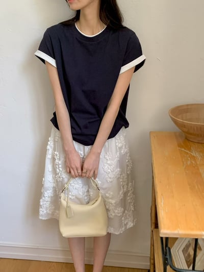 早鳥價開團中！《可愛甜美》撞色滾邊寬袖T-shirt2