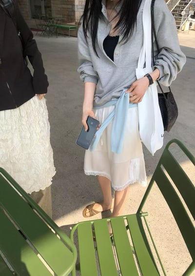 W5成團！《L&K》蛋糕奶油邊綁帶蕾絲半裙2