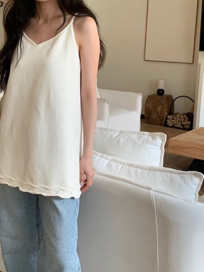 W7成團！《b家》棉100花捲邊針織吊帶1