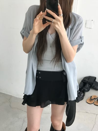 W7成團！《26春夏爆紅設計師》立體紋路感短袖罩衫1