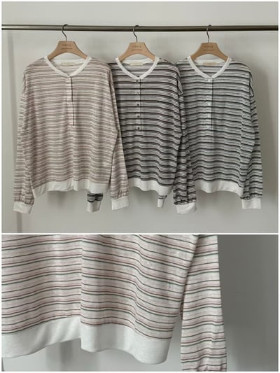差一成團！《v家》超薄款條紋排扣罩衫18