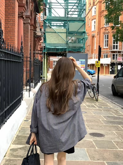 斷貨《ounce襯衫真的推》韓妞中性格紋襯衫14