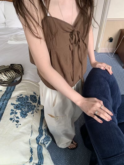 早鳥價開團中！《清新甜美》法式棉麻傘狀綁帶背心2